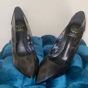 Never worn clear black leopard print heels